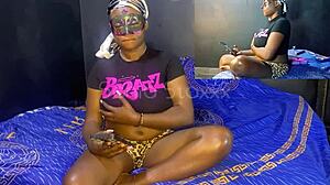 Amateur rubs juicy big natural tits and shaved pussy solo sucking toys for cum