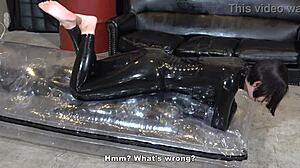 Mistress Yuen binds masochist spits saliva facesits and handjobs his helpless cock