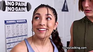 Choking on cocks overwhelms petite gym hottie with gagging deepthroat ecstasy