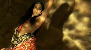 bollywood brunette babe dances nude teasing her curves naked