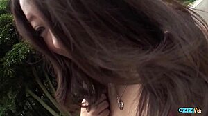 Old guy spots cute Asian teen with big natural tits in park, takes her home for blowjob and fuck