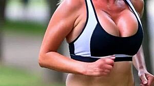 Mature Milf's Park Jog Bouncing Huge Naturals Nipple Slip Voyeur Comp