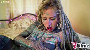 Tattooed Goth Punk Fingers Pussy Ass Toy Fucks Gapes Prolapse