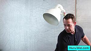 sexy teen masseuse's naked wet body slides over client in slippery nuru temptation