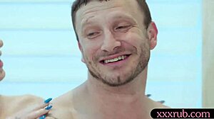 masseuse squirts wild while guy tongues her wet pussy 😏💦