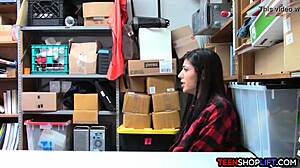 Teen Brunette Thief Blowbanged By Two Guards In Reluctant 3some Deal Arrangement