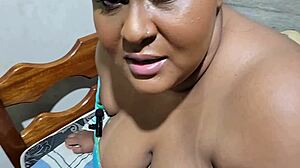 Futanari stepmom feels ecstasy grabbing huge cock at night shows stepson multiple orgasms