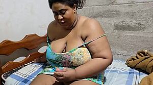 Futanari stepmom feels ecstasy grabbing huge cock at night shows stepson multiple orgasms