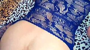 Skinny wife in lingerie licks with husband's friend