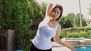 Auntjudys big tit milf kelly strips down for steamy outdoor yoga workout classic