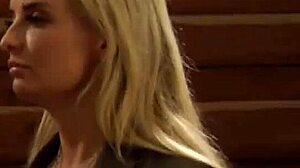 Femdom mistress whips busty lesbian slave's big natural tits amid loud moans