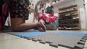 mama chubby bbw cleans room in tight curvy outfit