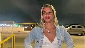 Wife meets bull for amateur public fuck, cuck hubby's humiliated with sloppy blowjob and pussy rub