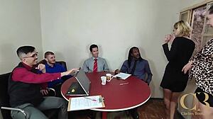 prim office erupts into bareback slut orgy with double penetrations