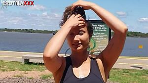 Sadira Hotwife Teases Flashes Pretty Blonde Facial Cumwalking Public