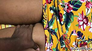 thick ebony babe moans during deep home pussy massage by lover. homemade oil builds tension.