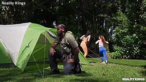 our sexy camping threesome turns wild with deepthroat doggystyle and hot cumshots