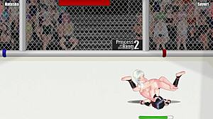 princess natasha battles sayuri in wild lesbian wrestling ring