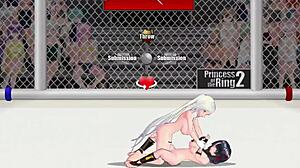 princess natasha battles sayuri in wild lesbian wrestling ring