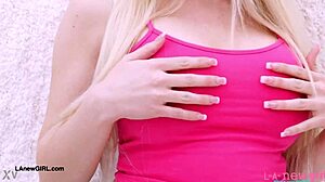 that cute blonde teen model strips sexy on casting sofa