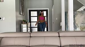 oiled big booty kelsi monroe splits wide on jmacs monster cock riding doggystyle pov