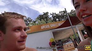 young czech teen bends over takes anal cash pounding doggystyle outdoors