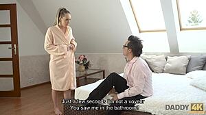 Curious 18+ cutie experiments with older daddy's cock first time ever