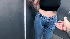 gorgeous redhead kneels for intense fingering then brutal face fucking