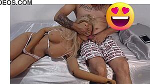 Stepdad gets hard holding stepdaughter on lap leading to outdoor anal fuck doll play