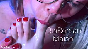 Blonde Goddess Chokes Redhead Sucking Her Bare Feet Deeply