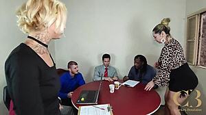 prim office erupts into bareback slut orgy with double penetrations