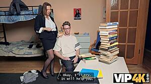 Big-titted Russian tutor seduces student into passing exams