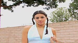 Slender Pigtail Teen Fucks Stranger Deep with Monster Cock in Every Hole