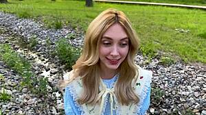 Picked up cute skinny stranger on street fucked her kitchen pussy close-up same day