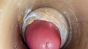 What if super cum floods tight oiled pussy in 4K ASMR internal view?