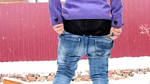 Hairy Pussy Pisses Best On Christmas Snow Outdoor Fetish