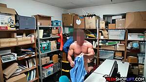 Teen Brunette Thief Blowbanged By Two Guards In Reluctant 3some Deal Arrangement