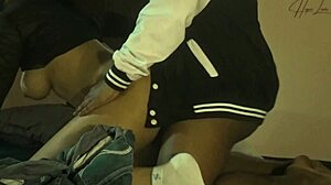 slutty asian student rides tutor's big cock creampie finish