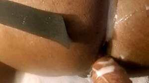 angry black wife makes her hubby wear heels and fucks his ass with huge strapon