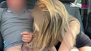 crazy submissive slut hunts strangers on street for deepthroat cum in mouth inside car