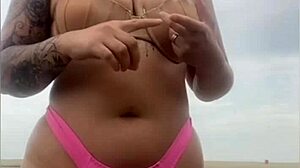 She begs him whip out hard cock from beach shorts