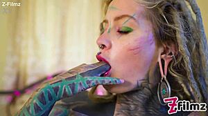 Tattooed Goth Punk Fingers Pussy Ass Toy Fucks Gapes Prolapse