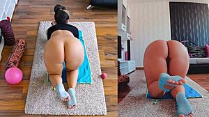 dual cam catches naked yoga spreading fat curvy ass uncensored