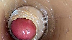 What if super cum floods tight oiled pussy in 4K ASMR internal view?