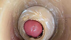 What if super cum floods tight oiled pussy in 4K ASMR internal view?