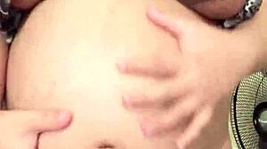 Pregnant Maid Bursts Out Big Tits and Hairy Pussy on Solo Cam Show!