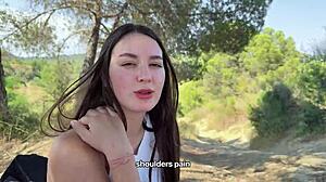 Lost In Woods Petite Brunette Begs For Creampie In Her Tight Pussy Passage