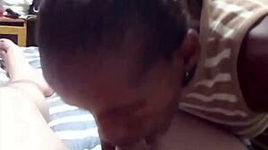 My 18yo black schoolgirl teen sucks big white daddy cock wet and deep