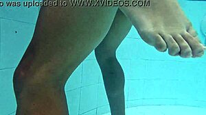 Petite Skinny Temptress Risks Standing Fuck with Stranger in Public Pool