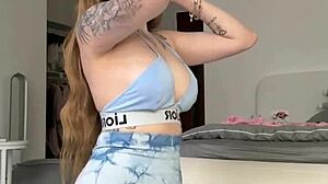 damn adrianna savus' yoga workout shows off those big tits and ass stretching sexy